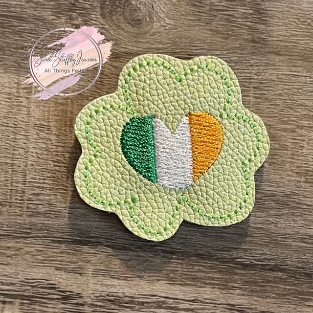 SSBJ Clover Irish Heart Flag Embroidery File