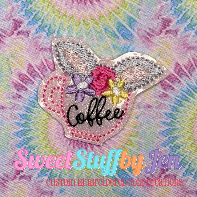 SSBJ Coffee Floral Bunny Ears Embroidery File