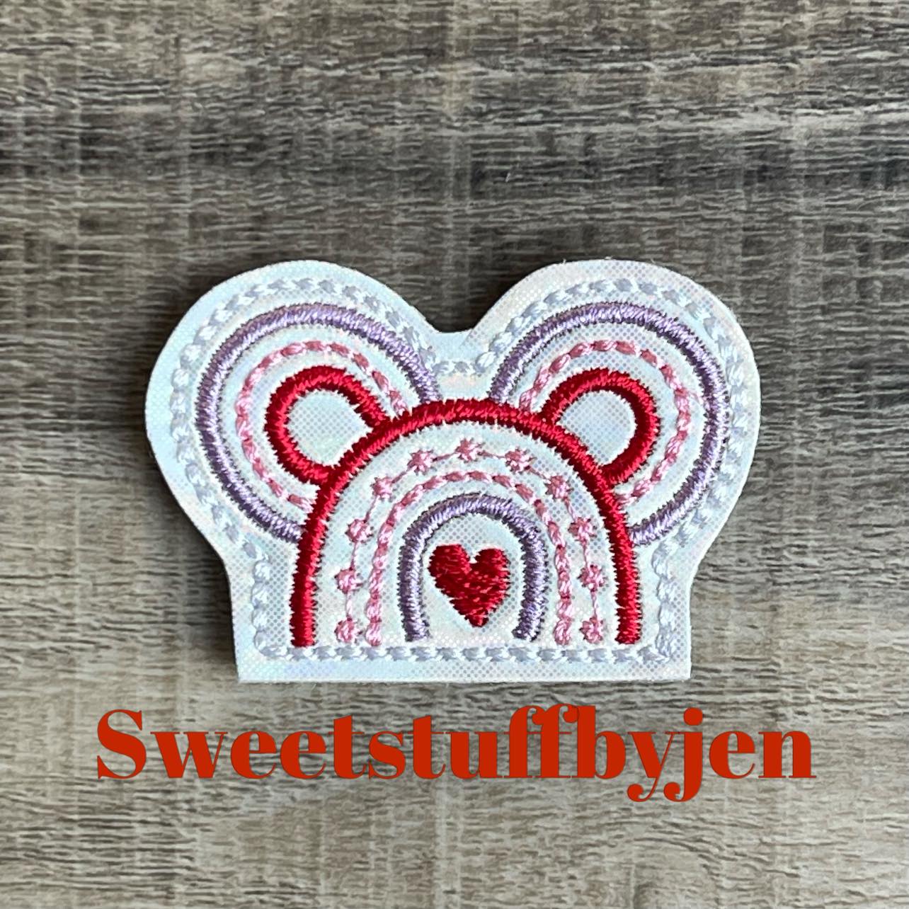 SSBJ Mouse Ears Rainbow Heart Embroidery File