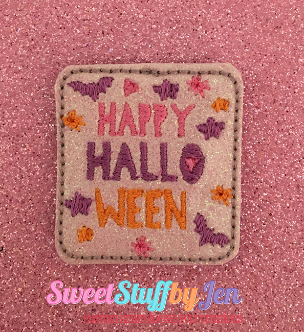 SSBJ Pink Hallow Happy Bats Ghost Embroidery File